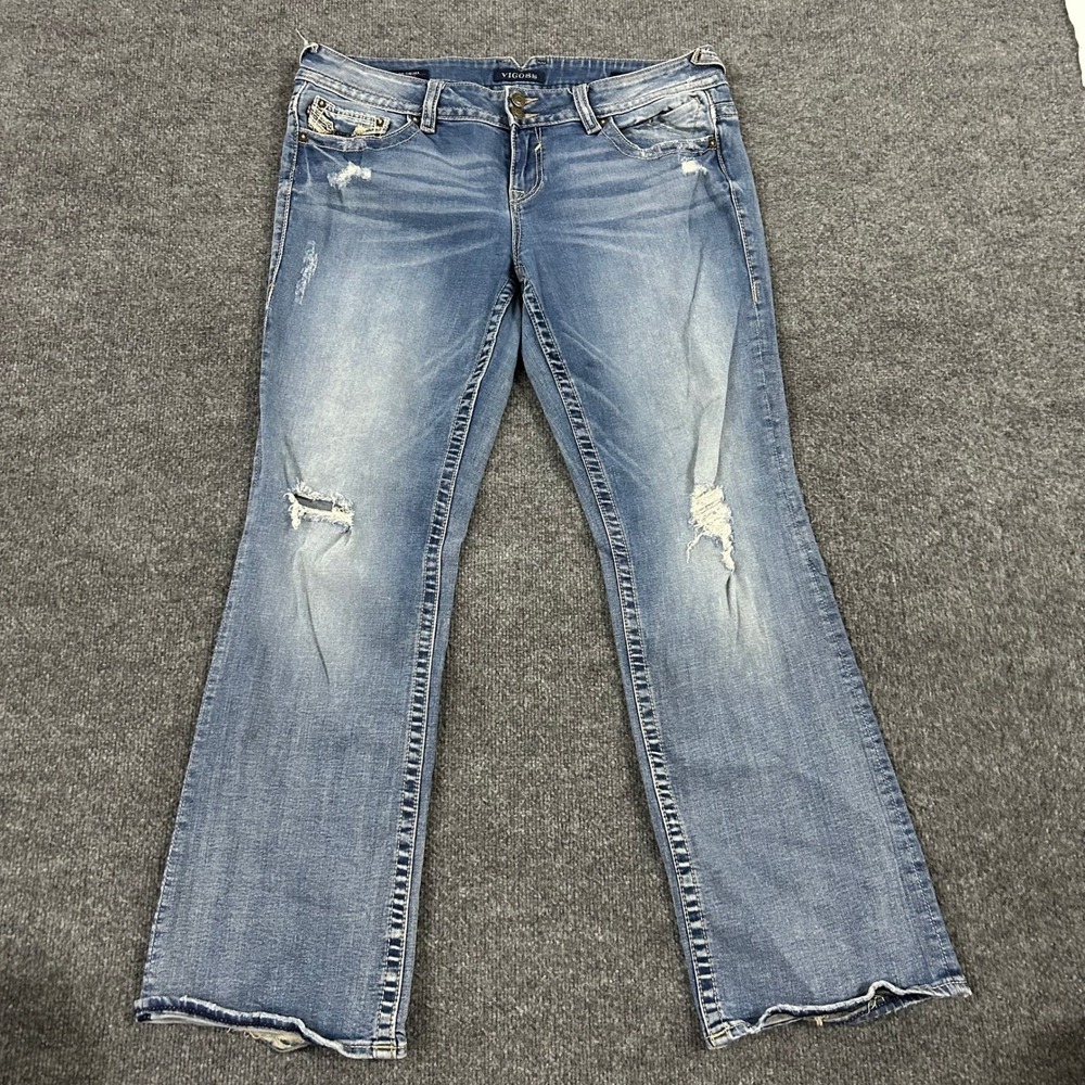 Vigoss Jeans Womens Size 15/16 Blue The Chelsea Bootcut Distressed Frayed Hem